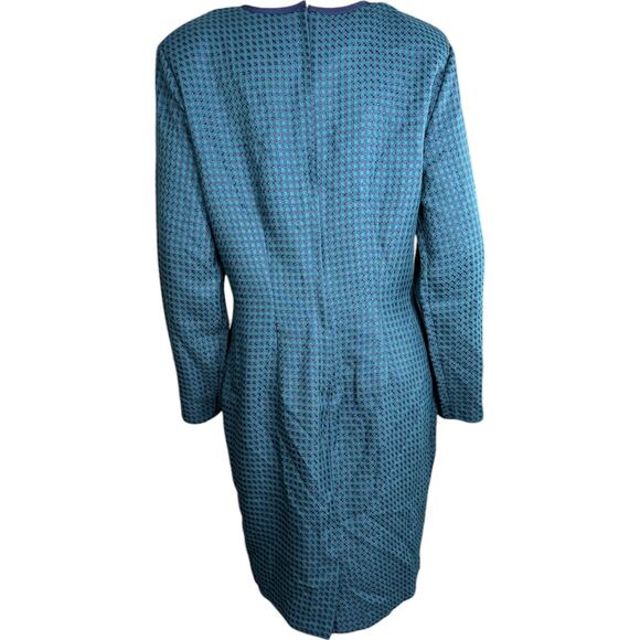 Miz California Green Navy Weave Plaid Vintage Career Dress Womens 12 Midi - Picture 4 of 14